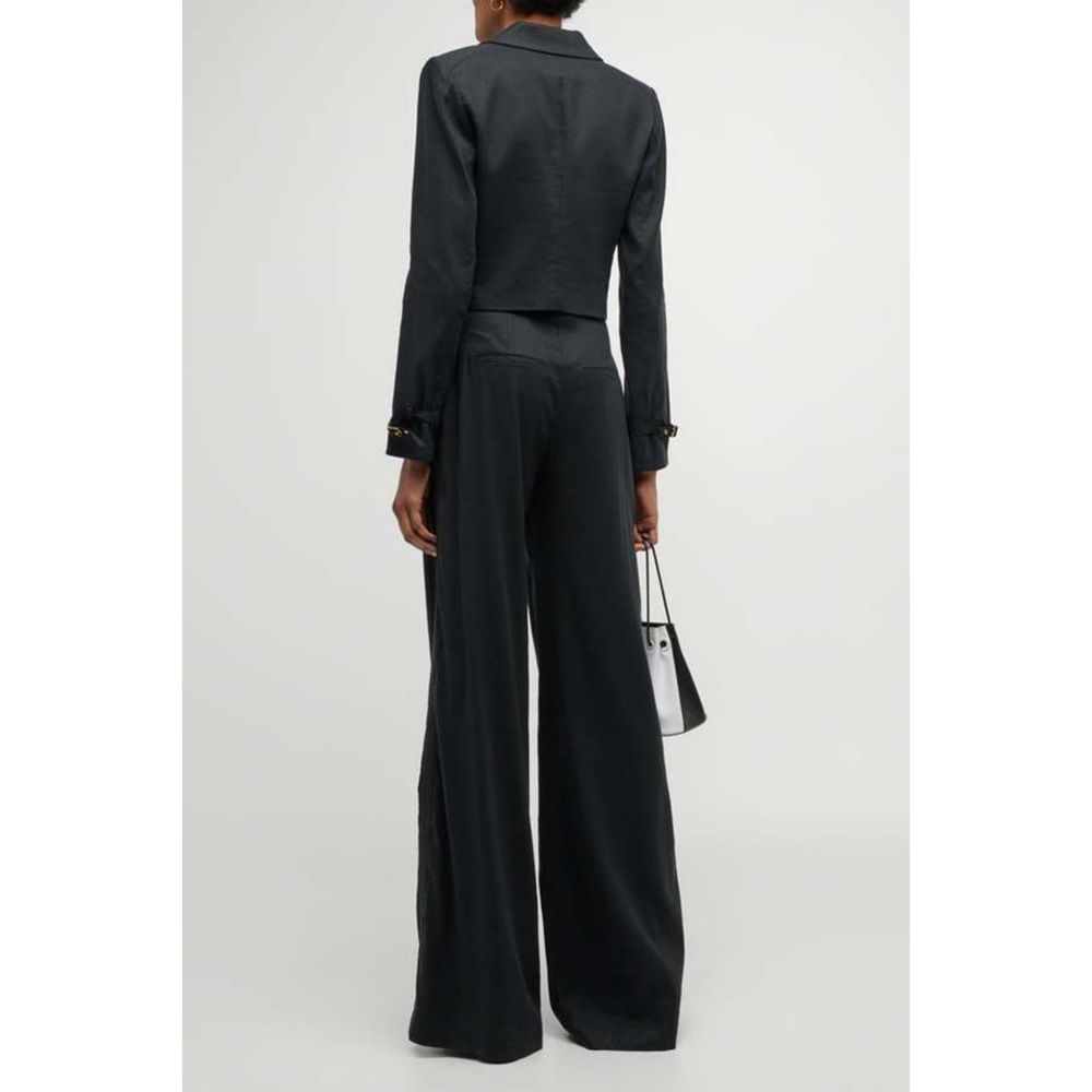 Veronica Beard Black Cropped Linen Blend Single Breast Jacket NWT Buckle Cuff - Picture 5 of 15